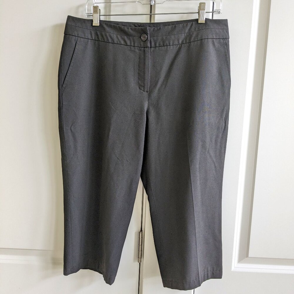 Talbots Dress Capri Pants Women 12P Black Office Stretch Crop Trousers Workwear